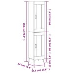 vidaXL Buffet haut Noir 34 5x34x180 cm Bois d'ingénierie