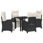 vidaXL Set de salle à manger de jardin 5 pièces Rattan poly noir