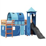 vidaXL Lit mezzanine enfants avec tour bleu 90x190 cm bois pin massif