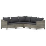 vidaXL Salon de jardin 5 Pièces avec coussins Gris Résine tressée