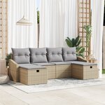 vidaXL Ensemble de canapé de jardin 6 pièces avec coussins Beige Poly Rotin