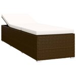 vidaXL Chaise longue avec coussin et table à thé résine tressée marron