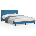 vidaXL Cadre de lit avec tête de lit bleu 140x190 cm velours