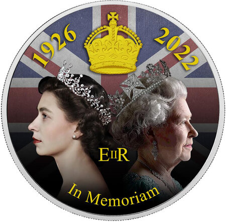 Pièce de monnaie en Argent 2 Pounds g 31.1 (1 oz) Millésime 2023 IN MEMORIAM QUEEN ELIZABETH II