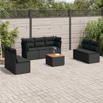 vidaXL Salon de jardin 8 Pièces avec coussins noir résine tressée