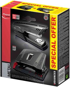 Pack agrafeuse et perforateur Advanced gris foncé MAPED