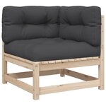 vidaXL Salon de jardin 3 Pièces avec coussins bois de pin massif