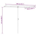 vidaXL Parasol de jardin et mât en aluminium 2x1 5 m rouge bordeaux