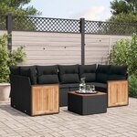vidaXL Salon de jardin 7 Pièces avec coussins noir résine tressée