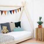 Lit Tipi enfant bois massif naturel vernis 140 x 200 cm