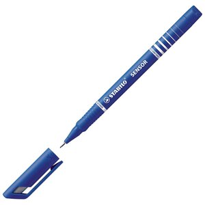 Stylo-feutre, Sensor, pointe super fine, corps en polypropylène bleu, encre bleue (boîte 30 unités)