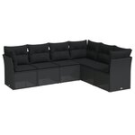vidaXL Salon de jardin 6 Pièces avec coussins noir résine tressée