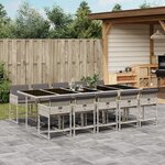 vidaXL Ensemble à manger de jardin 11Pièces avec coussins gris poly rotin