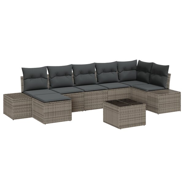 vidaXL Ensemble de canapé de jardin de 7 pièces avec coussins gris en rattan synthétique