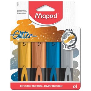 Surligneur glitter metal étui de 4 maped