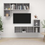 vidaXL Ensemble de meuble TV 4 Pièces Gris béton Aggloméré