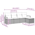 Canapés de jardin 5 pièces avec coussins Beige en poly rattan