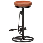 vidaXL Tabourets de bar lot de 2 noir/marron cuir véritable de chèvre