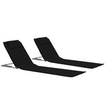 vidaXL Tapis de plage pliables 2 Pièces Acier et tissu Noir