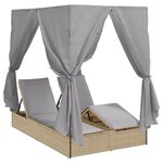 vidaXL Transat double Ensemble de 2 Beige et gris clair Poly Rattan