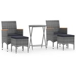 vidaXL Ensemble de bistro jardin 5Pièces Résine tressée verre trempé Gris
