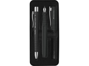 Stylo bille et stylo plume Faber-Castell Poly Pen avec pointe B - Clip métal - Noir