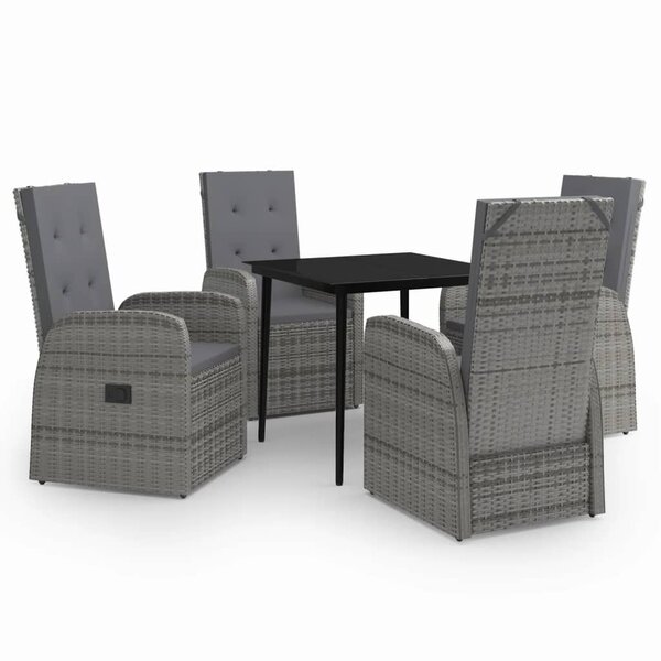 vidaXL Ensemble à manger de jardin avec coussins 5 Pièces Gris