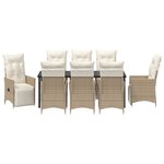 vidaXL Ensemble de salle à manger de jardin de 9 pièces avec coussins beige en poly rattan