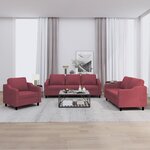vidaXL Ensemble de canapés 3 Pièces avec coussins Rouge bordeaux Tissu