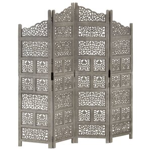 vidaXL Cloison de séparation 4 panneaux Gris 160x165 cm Bois manguier
