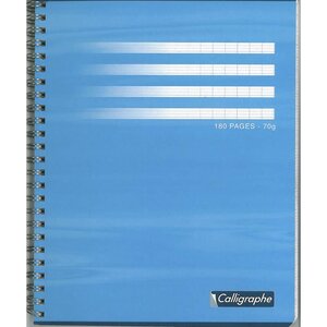 Calligraphe Cahier spirale 17 x 22 cm - grands carreaux Seyès - 180 pages (bloc 190 feuilles)