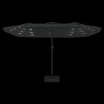vidaXL Parasol à double tête avec LED noir 449x245 cm