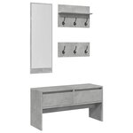 vidaXL Ensemble de meubles de couloir 4 Pièces gris béton bois ingénierie