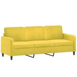 vidaXL Canapé 3 places avec oreillers décoratifs jaune 180 cm velours