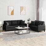 vidaXL Ensemble de canapés 2 Pièces avec coussins noir similicuir