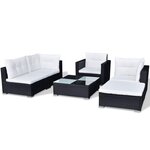vidaXL Salon de jardin 6 Pièces avec coussins résine tressée noir