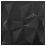vidaXL Panneaux muraux 3D 24 Pièces 50x50 cm noir diamant 6 m²