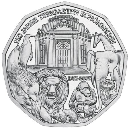 Pièce de monnaie 5 euro Autriche 2002 argent BU – Zoo de Schönbrunn
