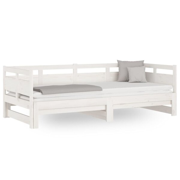 vidaXL Lit coulissant Blanc Bois de pin solide 2x(90x190) cm