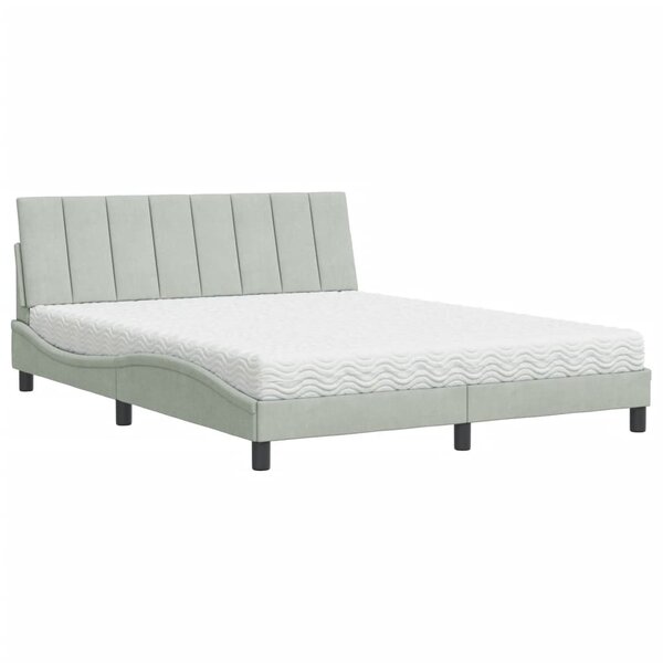 vidaXL Lit avec matelas gris clair 160x200 cm velours