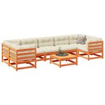 vidaXL Salon de jardin 8 Pièces marron cire bois de pin massif