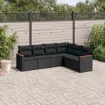 vidaXL Salon de jardin 6 Pièces avec coussins noir résine tressée