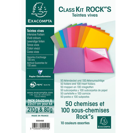 Pack 50 chemises + 100 sous chemises Rock's Assorties EXACOMPTA