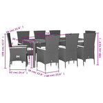 vidaXL Ensemble à manger de jardin coussins 7Pièces Noir Résine tressée