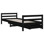 vidaXL Cadre de lit enfant tiroirs noir 80x200 cm bois de pin massif