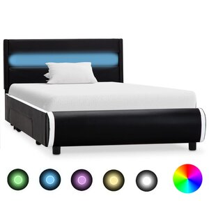 vidaXL Cadre de lit avec LED Noir Similicuir 100 x 200 cm