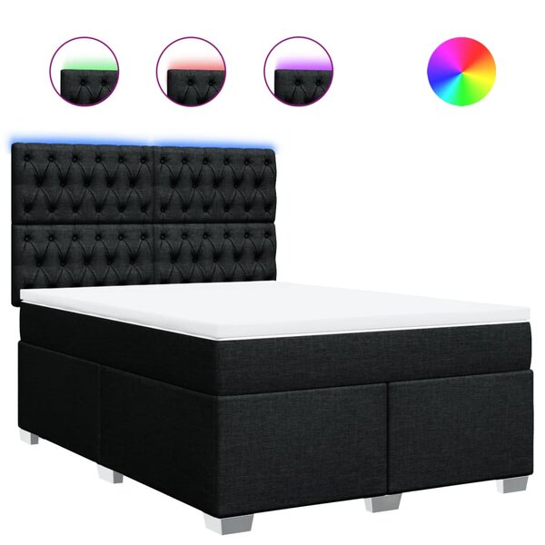 vidaXL Sommier à lattes de lit avec matelas Noir 140x190 cm Tissu