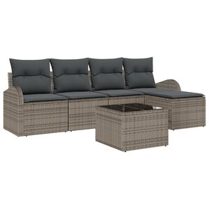 vidaXL Ensemble de Canapé de Jardin de 5 Pièces avec Coussins Noir en Rattan