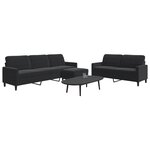 vidaXL Ensemble de canapés 3 Pièces avec coussins Noir Velours