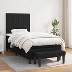 vidaXL Sommier à lattes de lit avec matelas Noir 90x190 cm Tissu